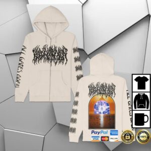 Blood Incantation Store Merch All Gates Open Back Cover Zip Up Hoodie (Bone)