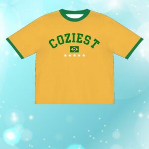 Coziest Merch Store Summer Ringer Tee In Mustard Colorway