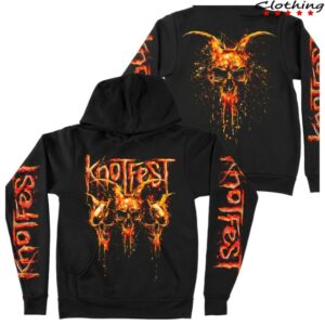 Knotfest Store Merch Fire Dripping Skulls Pullover Hoodie